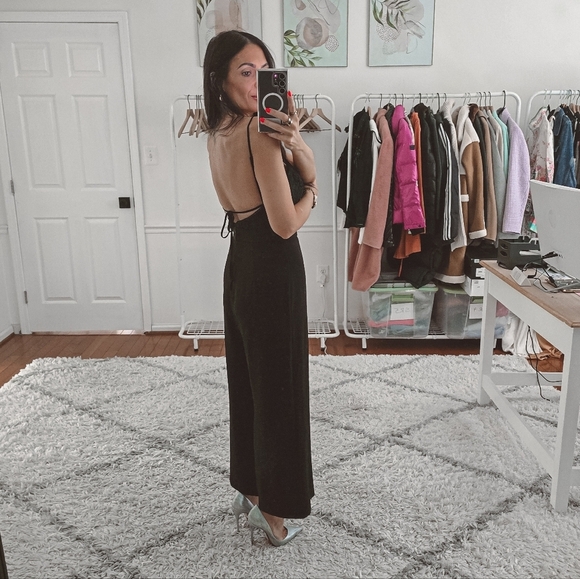 Wayf black lace bodice wide leg jumpsuit - Picture 6 of 12